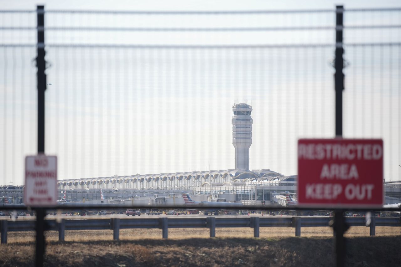 The air traffic control tower at the Reagan National Airport is seen on Thursday.