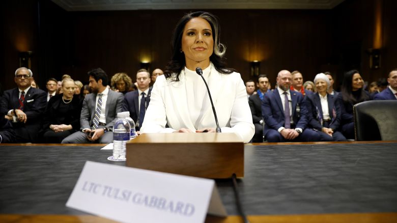 Tulsi Gabbard, U.S. President Donald Trump’s nominee to be Director of National Intelligence, arrives to testify during her confirmation hearing before the Senate Intelligence Committee in the Dirksen Senate Office Building on January 30, 2025 in Washington, DC. Gabbard, a former Congresswoman from Hawaii who previously ran for president as a Democrat before joining the Republican Party and supporting President Trump, is facing criticism from Senators over her lack of intelligence experience and her opinions on domestic surveillance powers.