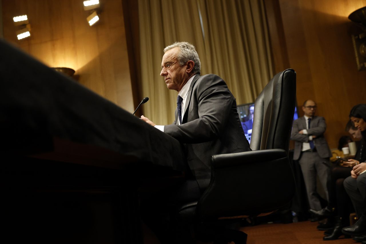 Robert F. Kennedy Jr. testifies during his Senate Committee on Health, Education, Labor and Pensions confirmation hearing at the Dirksen Senate Office Building on Thursday in Washington, DC.