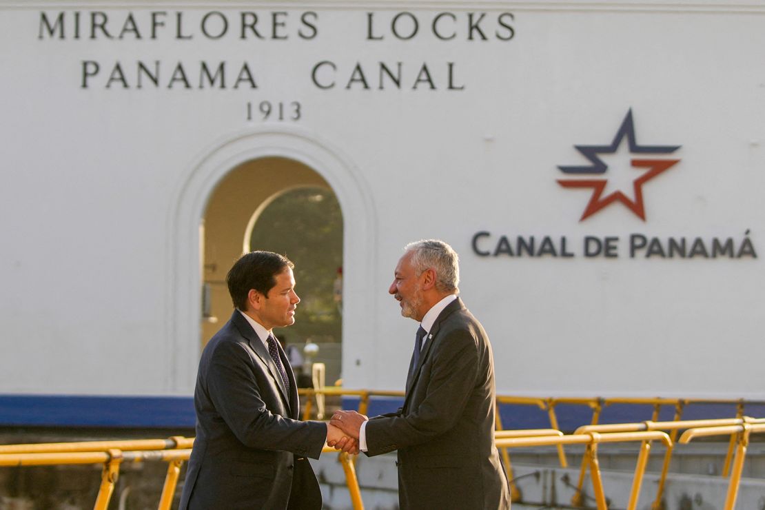 Top American diplomat Marco Rubio meets Panama Canal Authority Administrator Ricaurte Vasquez during a tour at the canal's Miraflores locks on February 2.