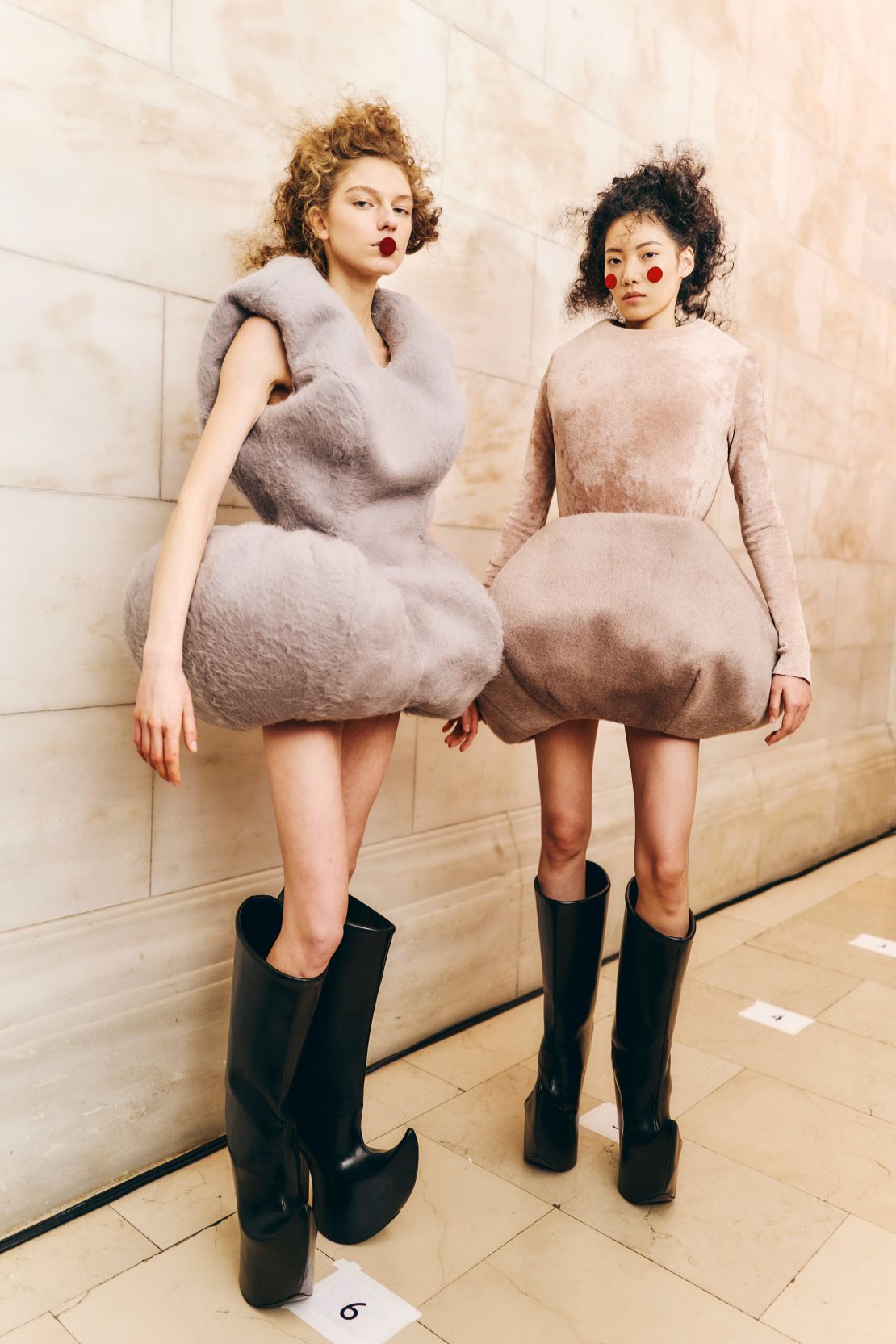 Short hemlines, larger-than-life boots and tactile textures in Marc Jacobs' collection.