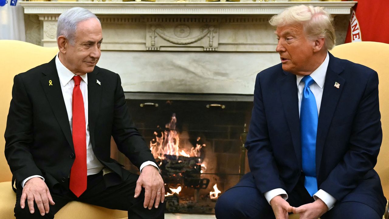TOPSHOT - US President Donald Trump (R) meets with Israel's Prime Minister Benjamin Netanyahu in the Oval Office of the White House in Washington, DC, on February 4, 2025. (Photo by ANDREW CABALLERO-REYNOLDS / AFP) (Photo by ANDREW CABALLERO-REYNOLDS/AFP via Getty Images)          