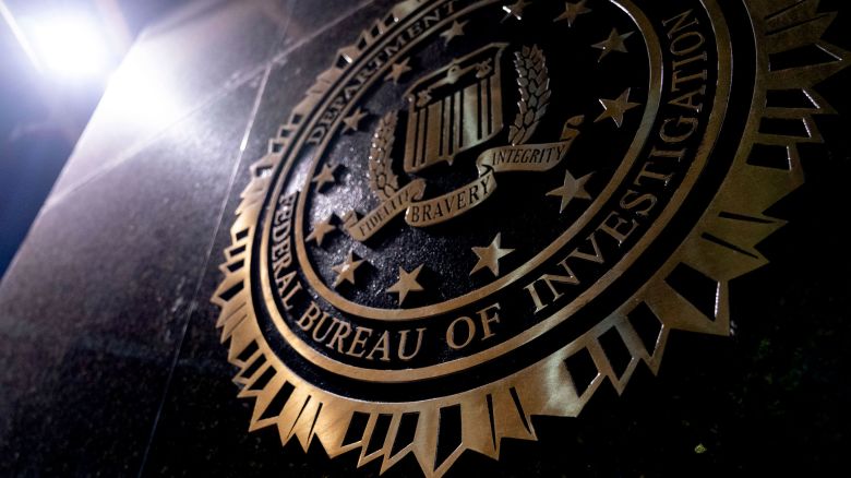 The seal of the Federal Bureau of Investigation on the J. Edgar Hoover Federal Bureau of Investigation building in Washington, DC, on February 5, 2025.