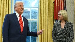US President Donald Trump speaks after Pam Bondi was sworn in as US Attorney General in the Oval Office of the White House in Washington, DC, on February 5, 2025.