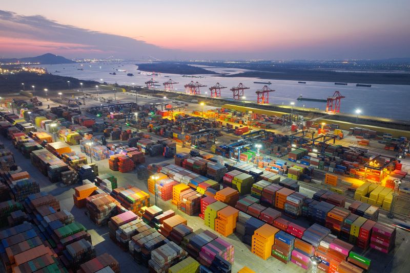 Containers in the port at Nanjing, China