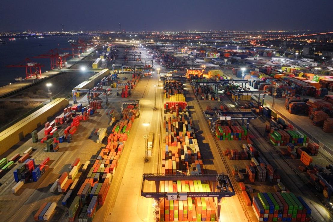 Containers in the port of Nanjing, in the Eastern China province of Jiangsu.