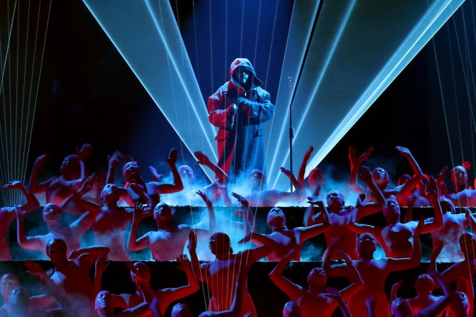 The Weeknd performs "Cry for Me" and "Timeless." It was <a  target="_top" href="/newspapers?url=https://www.cnn.com/entertainment/live-news/the-grammys-award-show-02-2-25#cm6offauy001o3b6mlwby1m73">his first performance at the Grammys</a> since he said four years ago that he was boycotting the show.