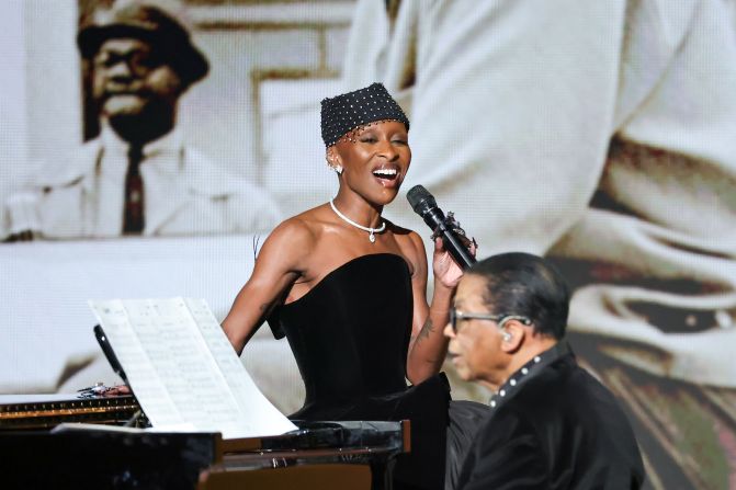 Cynthia Erivo and Hancock honor Jones with a stripped-down version of Count Basie and Frank Sinatra’s “Fly Me to the Moon.”