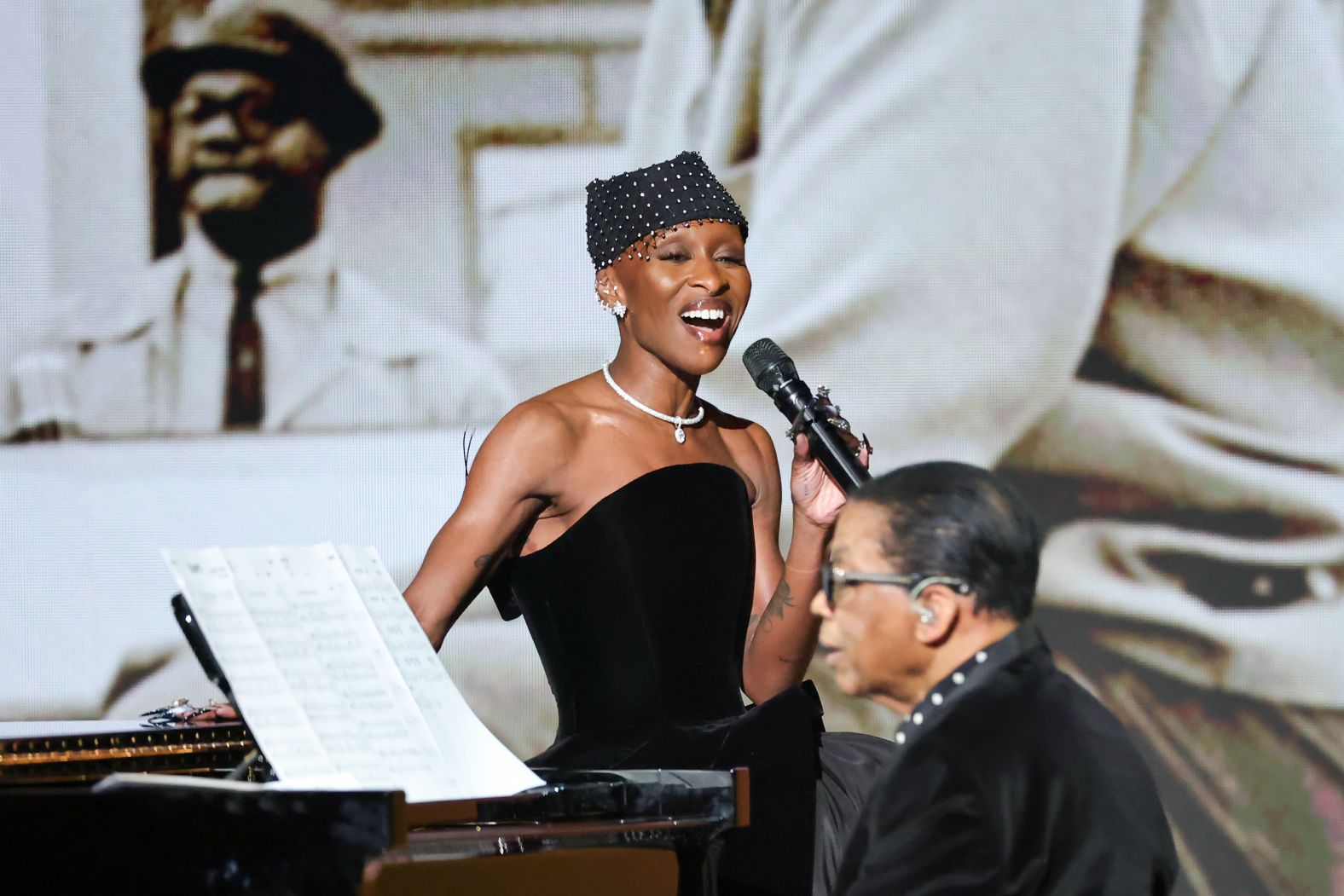 Cynthia Erivo and Hancock honor Jones with a stripped-down version of Count Basie and Frank Sinatra’s “Fly Me to the Moon.”