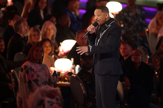 Will Smith introduces the Jones tribute. He said Jones was instrumental in getting "The Fresh Prince of Bel Air" on television and that he wouldn't be the star he is today without Jones. “In his 91 years, Q touched countless lives,” Smith said. “But I have to say, he changed my life forever.” This was Smith's first appearance on a major award show since his <a  target="_top" href="/newspapers?url=https://www.cnn.com/2022/07/29/entertainment/will-smith-chris-rock-oscars-slap/index.html">infamous slap</a> at the 2022 Oscars.