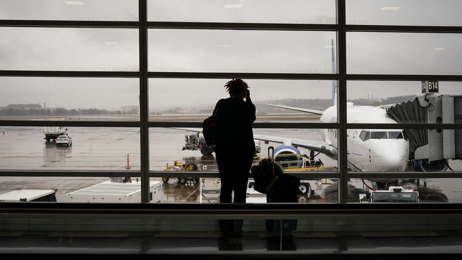 A passenger in Terminal 2 at Ronald Reagan National Airport in Washington, DC.