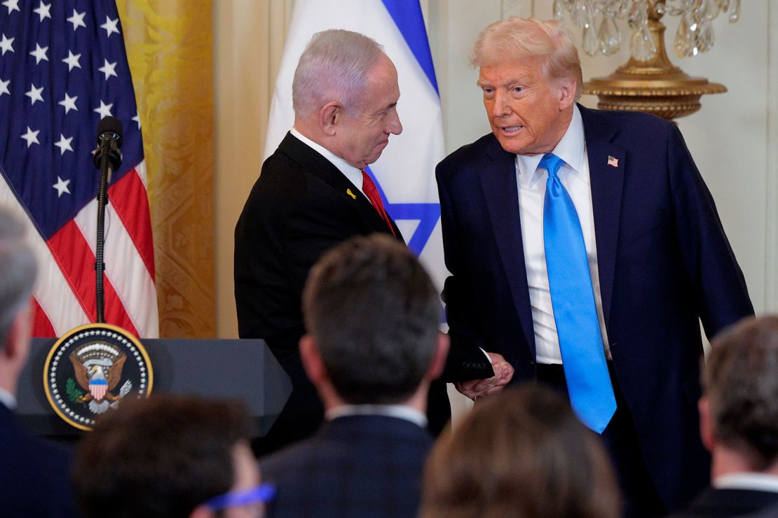 Israeli Prime Minister Benjamin Netanyahu and US President Donald Trump in Washington, in February.