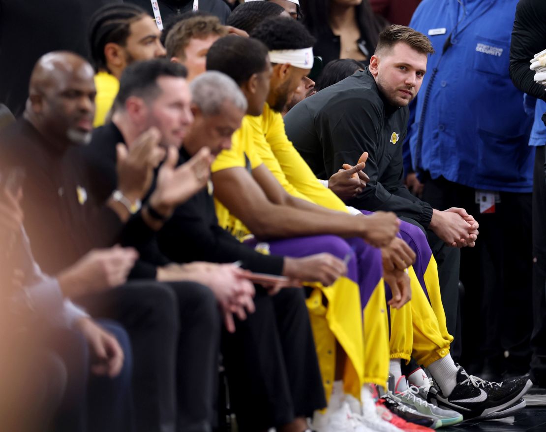 Doncic was on the bench for the Lakers' game against Los Angeles Clippers on Tuesday.