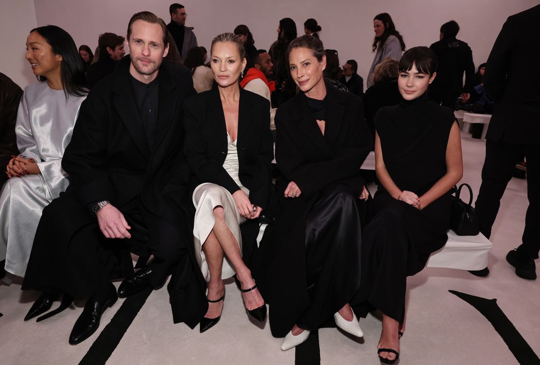 Alexander Skarsgård, Kate Moss, Christy Turlington and Grace Burns sit front row at Calvin Klein.