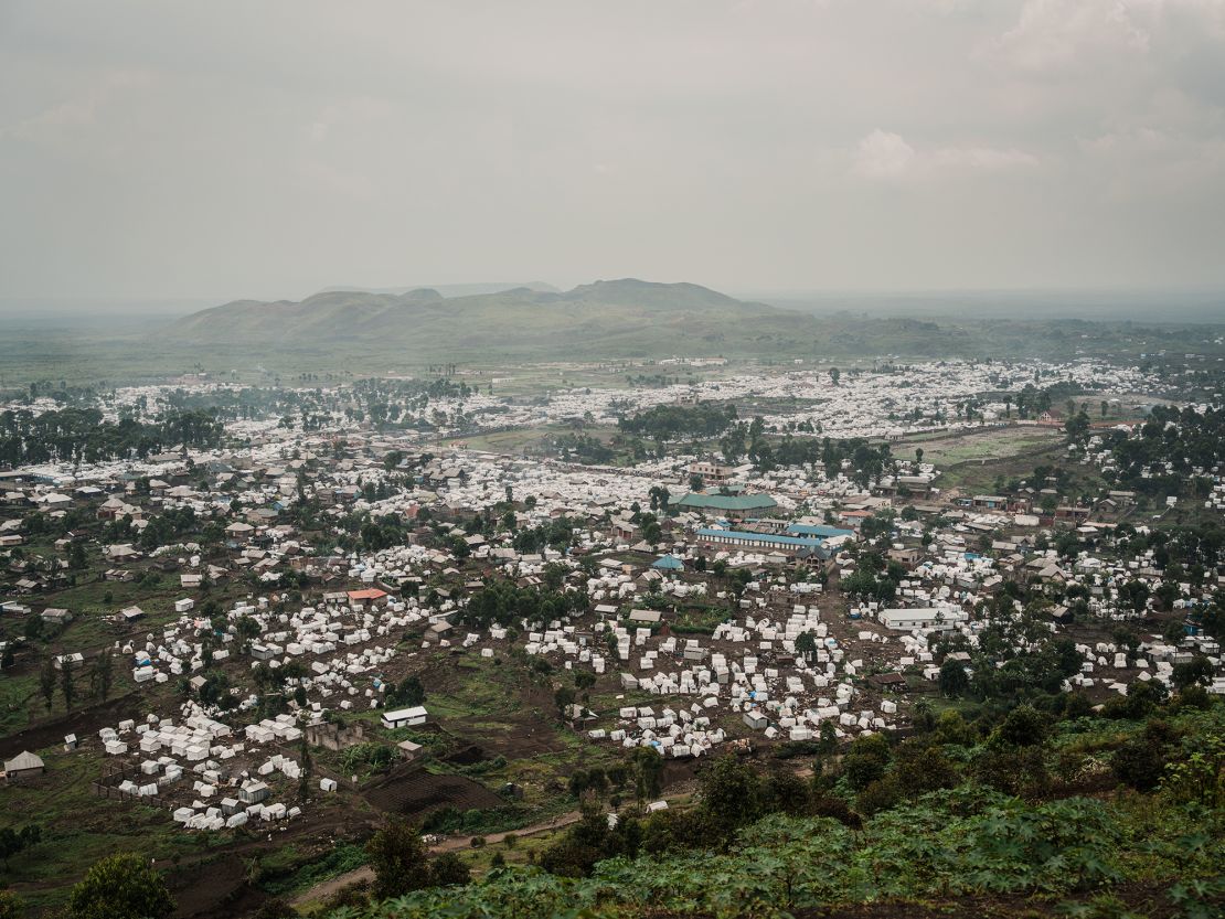 Sprawling displacement camps are seen on the outskirts of Goma, Democratic Republic of Congo, housing people displaced by the recent surge in fighting.