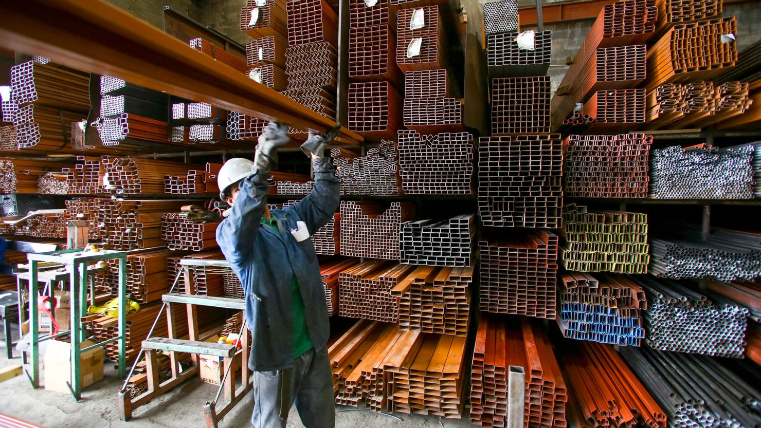 A worker works at steel company in Monterrey, Nuevo Leon, Mexico.