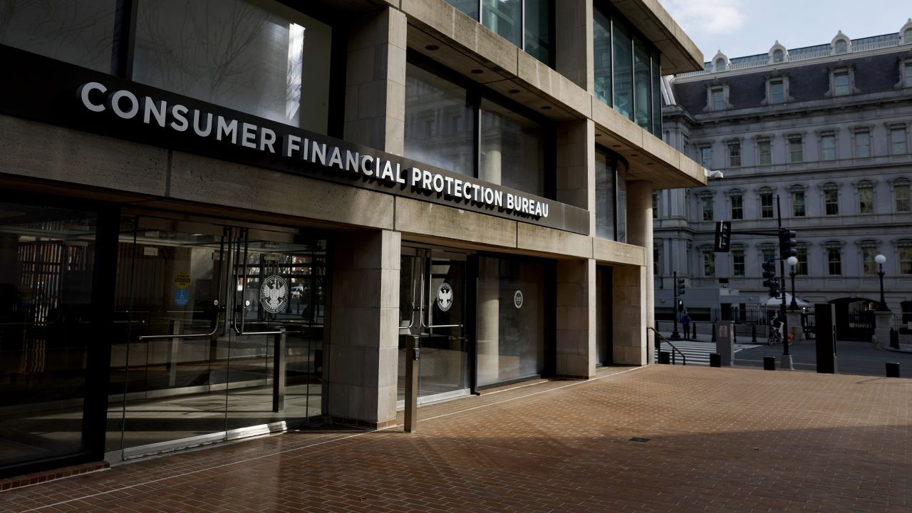The exterior of the Consumer Financial Protection Bureau (CFPB) Headquarters is seen on February 10, 2025 in Washington, DC.