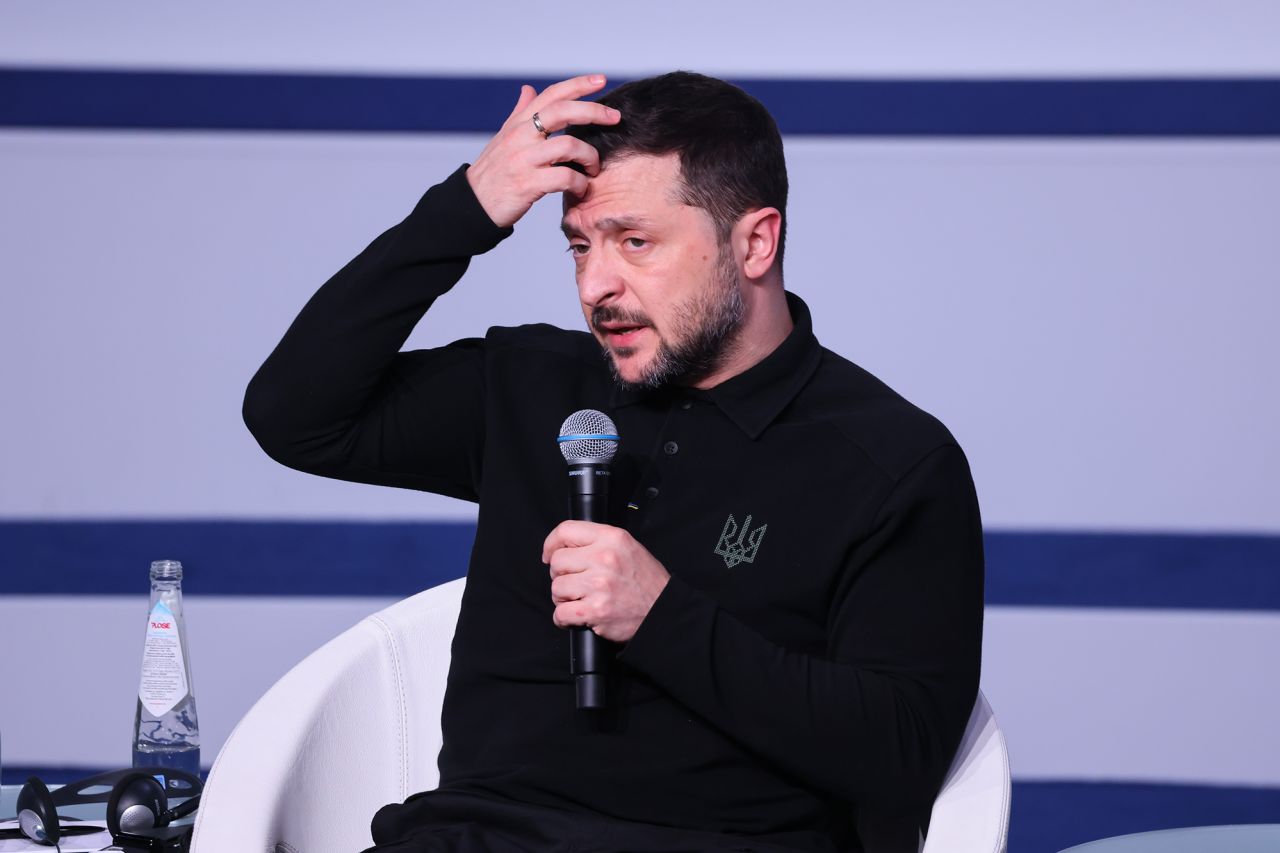 President of Ukraine Volodymyr Zelensky attends the Munich Security Conference in Munich, Germany, on Friday.