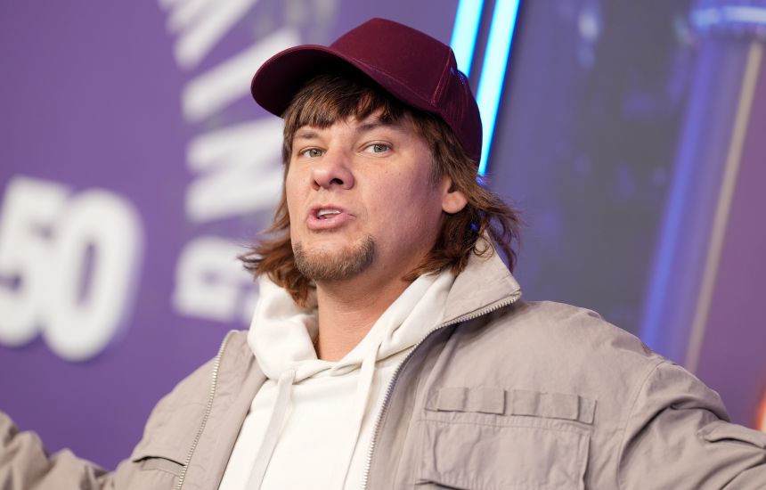 Podcaster Theo Von is pictured at Radio City Music Hall on February 14, 2025 in New York.