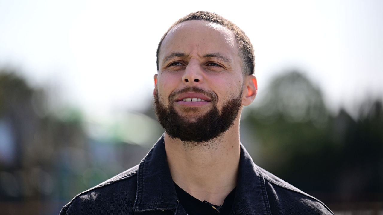 Stephen Curry of the Golden State Warriors looks on during the NBA Cares Day of Service and Legacy Projects in Oakland, California, on Friday, as part of NBA All-Star Weekend.