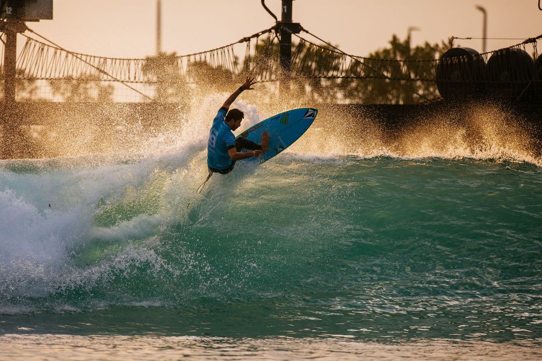 Yago Dora of Brazil rides the waves at Surf Abu Dhabi during the World Surf League event in February 2025.