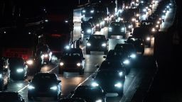 17 February 2025, Baden-Württemberg, Stuttgart: Cars stand and drive on the B10 in gridlocked rush-hour traffic.