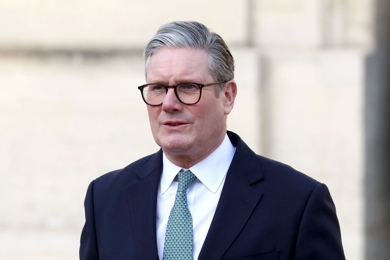 British Prime Minister, Keir Starmer is seen during a meeting at the Elysée Palace on February 17.