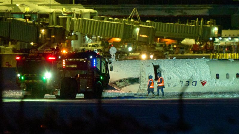 A fiery upside-down landing and ‘hanging like bats’: Witnesses recount a Delta jet crash in Toronto