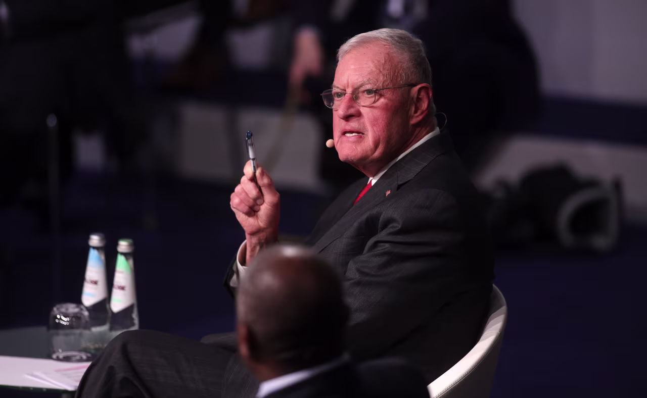 Keith Kellogg, the Trump administration’s Russia-Ukraine envoy, participates in a panel discussion at the Munich Security Conference in Munich, Germany, on Saturday.