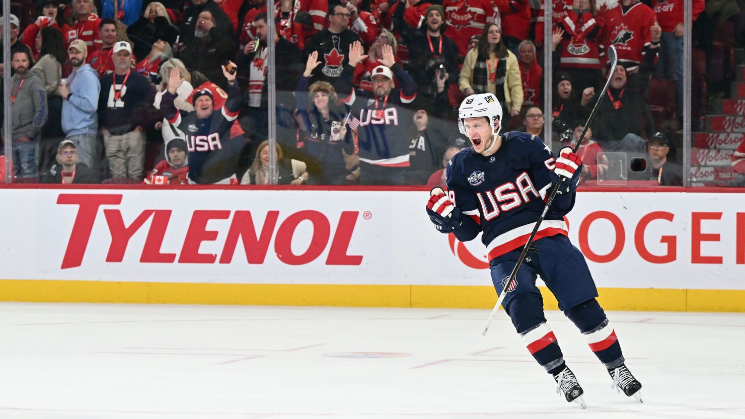 Jake Guentzel scores an empty net goal late in the third period to secure the win for USA.
