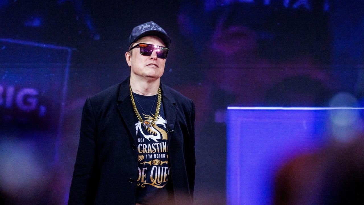 Elon Musk, chief executive officer of Tesla Inc. who is running the Department of Government Efficiency, arrives for the Conservative Political Action Conference in National Harbor, Maryland, on February 20, 2025.