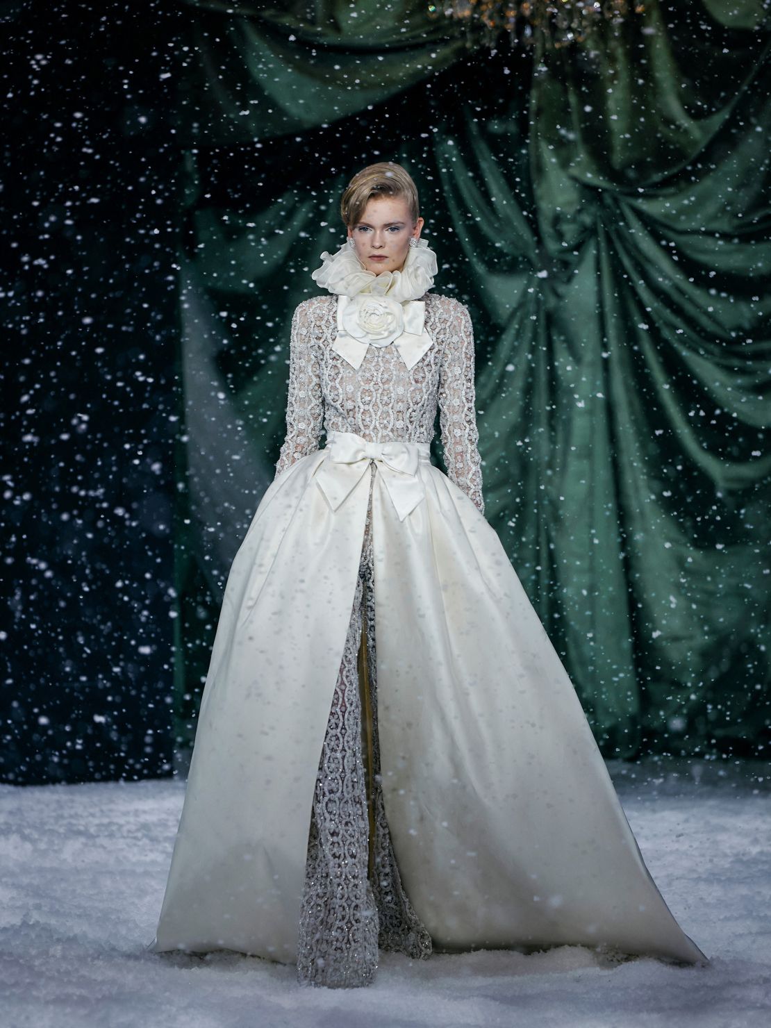 A winter wonderland: The gowns at Richard Quinn wouldn't look out of place in the lavish balls of yesteryear.