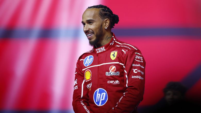 LONDON, ENGLAND - FEBRUARY 18: Lewis Hamilton of Great Britain and Scuderia Ferrari looks on during F1 75 Live at The O2 Arena on February 18, 2025 in London, England. (Photo by Sam Bloxham/Getty Images)