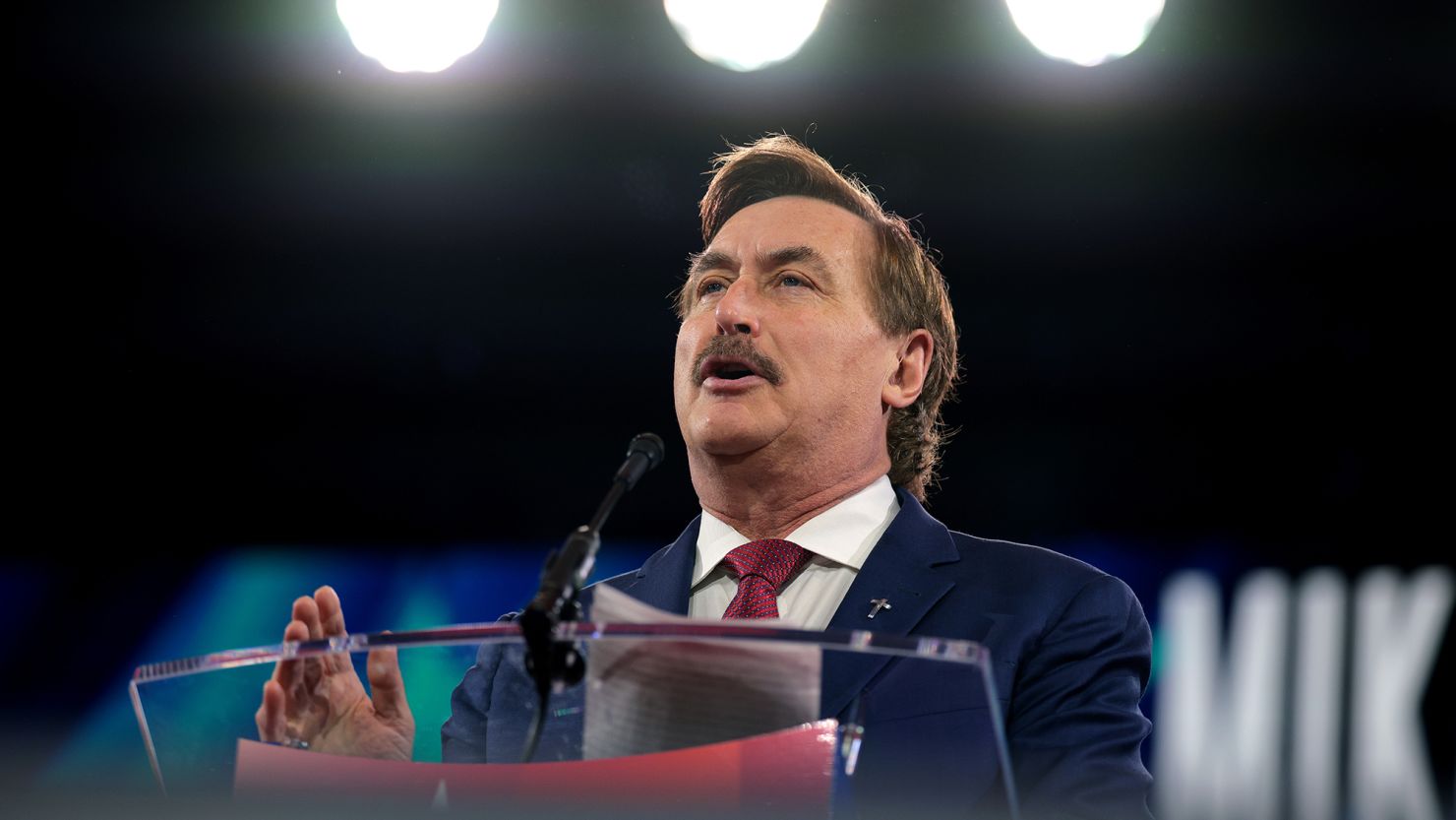 MyPillow CEO Mike Lindell speaks at the Conservative Political Action Conference (CPAC) on February 21, 2025, in Oxon Hill, Maryland.