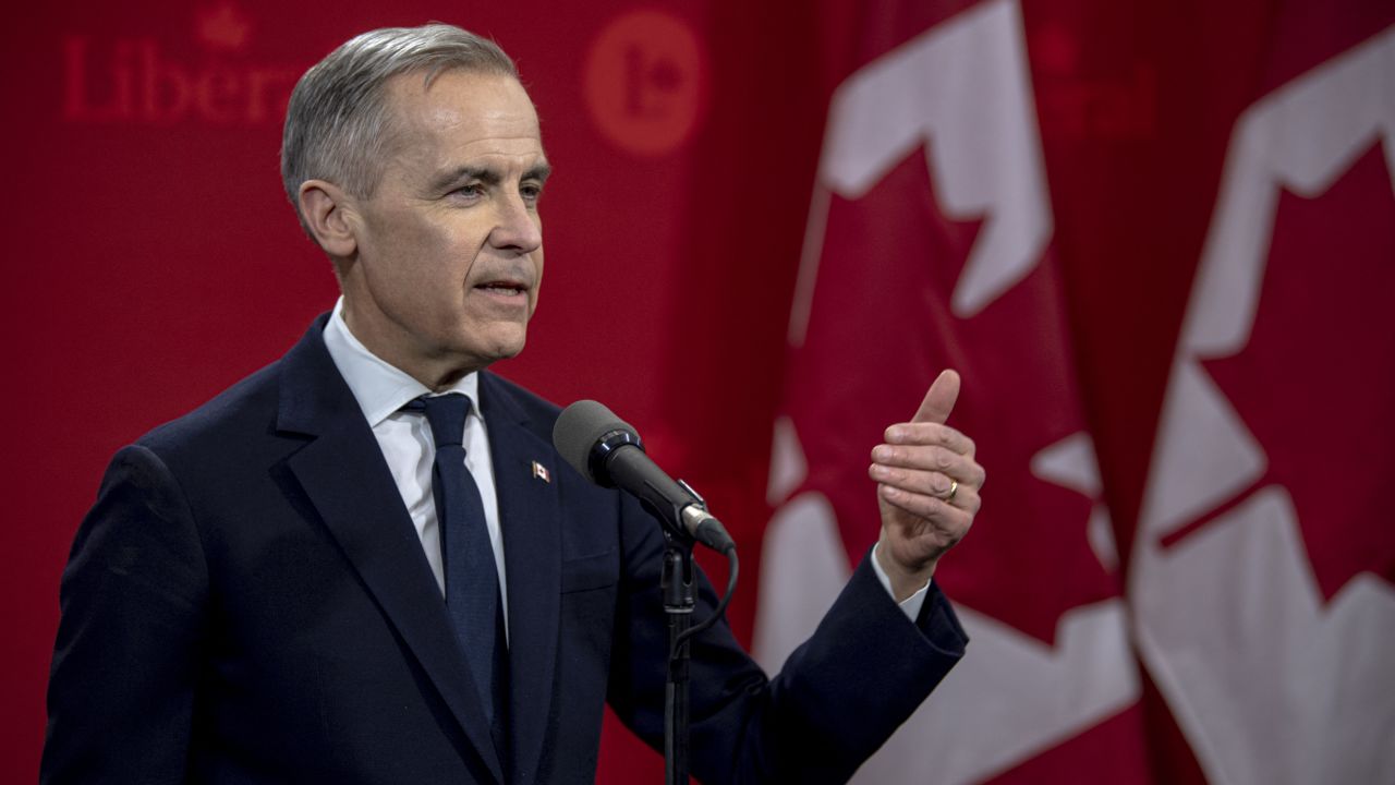Mark Carney, former Governor of the Bank of Canada, speaks during a press conference following the first night of the Liberal Leadership Debate at Mels studios in Montreal, Canada on February 24, 2025. (Photo by ANDREJ IVANOV / AFP) (Photo by ANDREJ IVANOV/AFP via Getty Images)