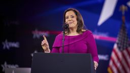United States ambassador to the United Nations Elise Stefanik at the annual CPAC DC conference at the Gaylord National Resort in Oxon Hill, Maryland, on February 22, 2025.