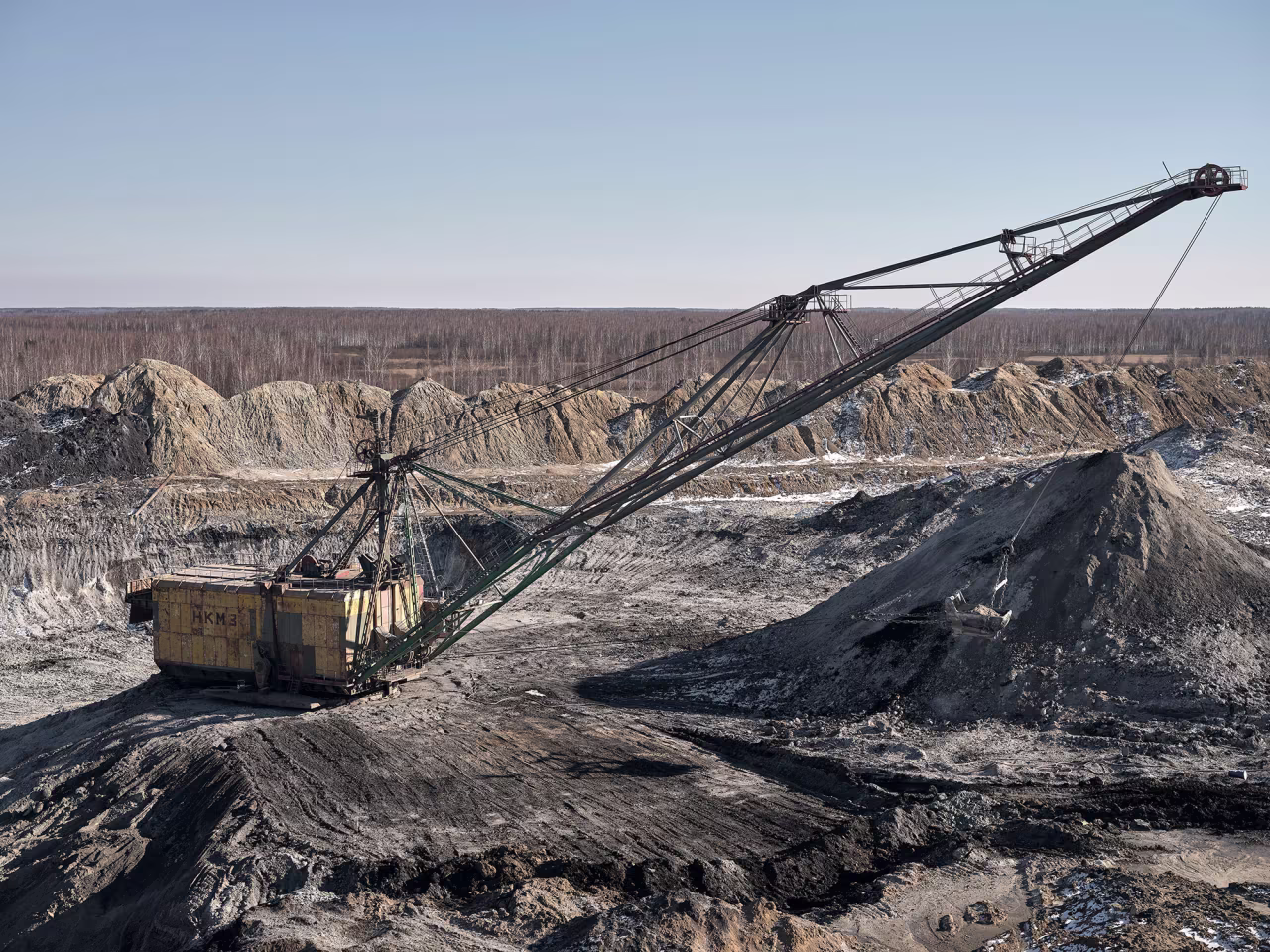 Drag-line excavator mines rare earth materials on Ukrainian soil on February 25, in the Zhytomyr region of Ukraine.