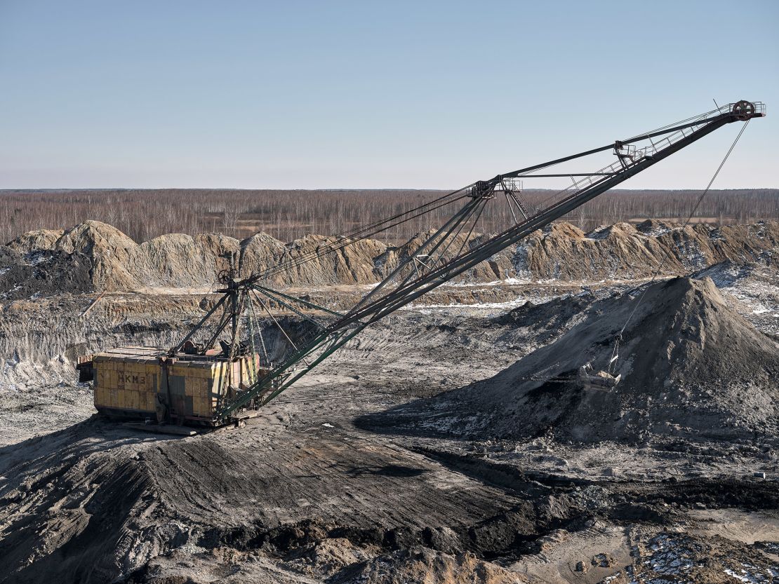 An excavator mines rare earth materials in the Zhytomyr region of Ukraine in February 2025, as companies continue operations despite the war.