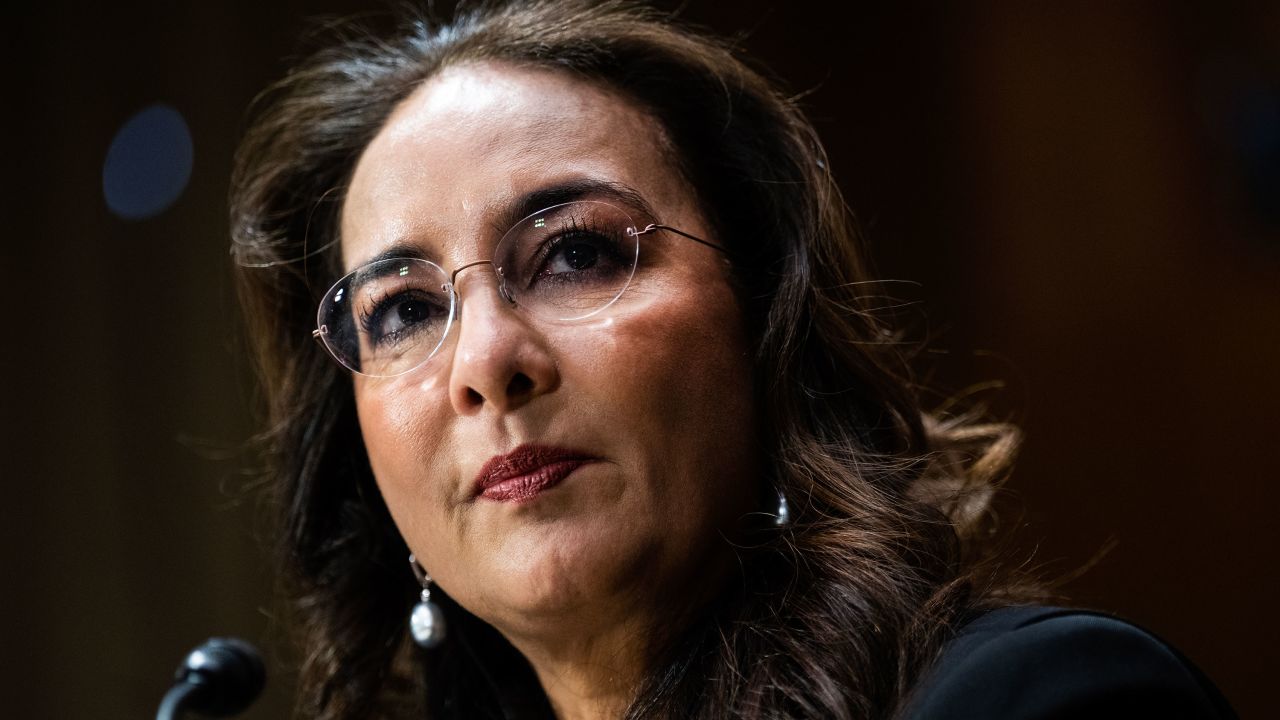Harmeet Dhillon, then-nominee to be an assistant attorney general, testifies during her Senate Judiciary Committee confirmation hearing in Dirksen building in Washington, DC, on Wednesday, February 26, 2025.