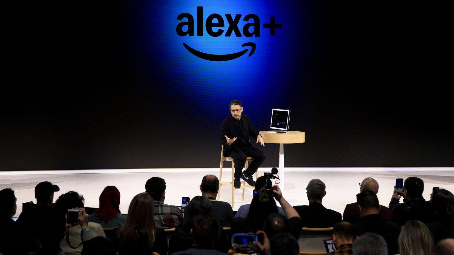 Panos Panay, senior vice president of devices and services at Amazon.com Inc., speaks during an event in New York on Wednesday, February 26, 2025.