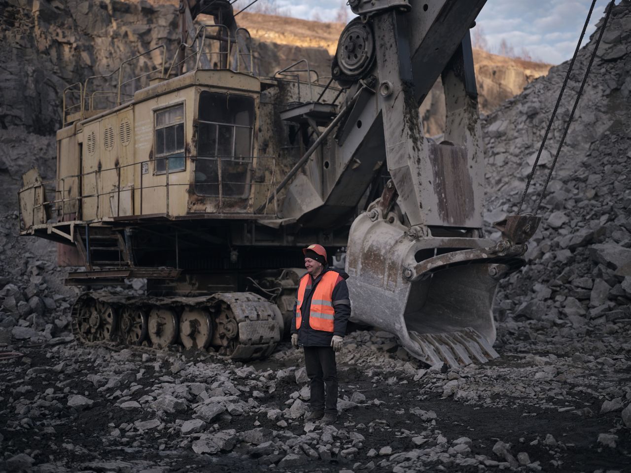 On Wednesday, workers at a granite mine in the Zhytomyr region of Ukraine.