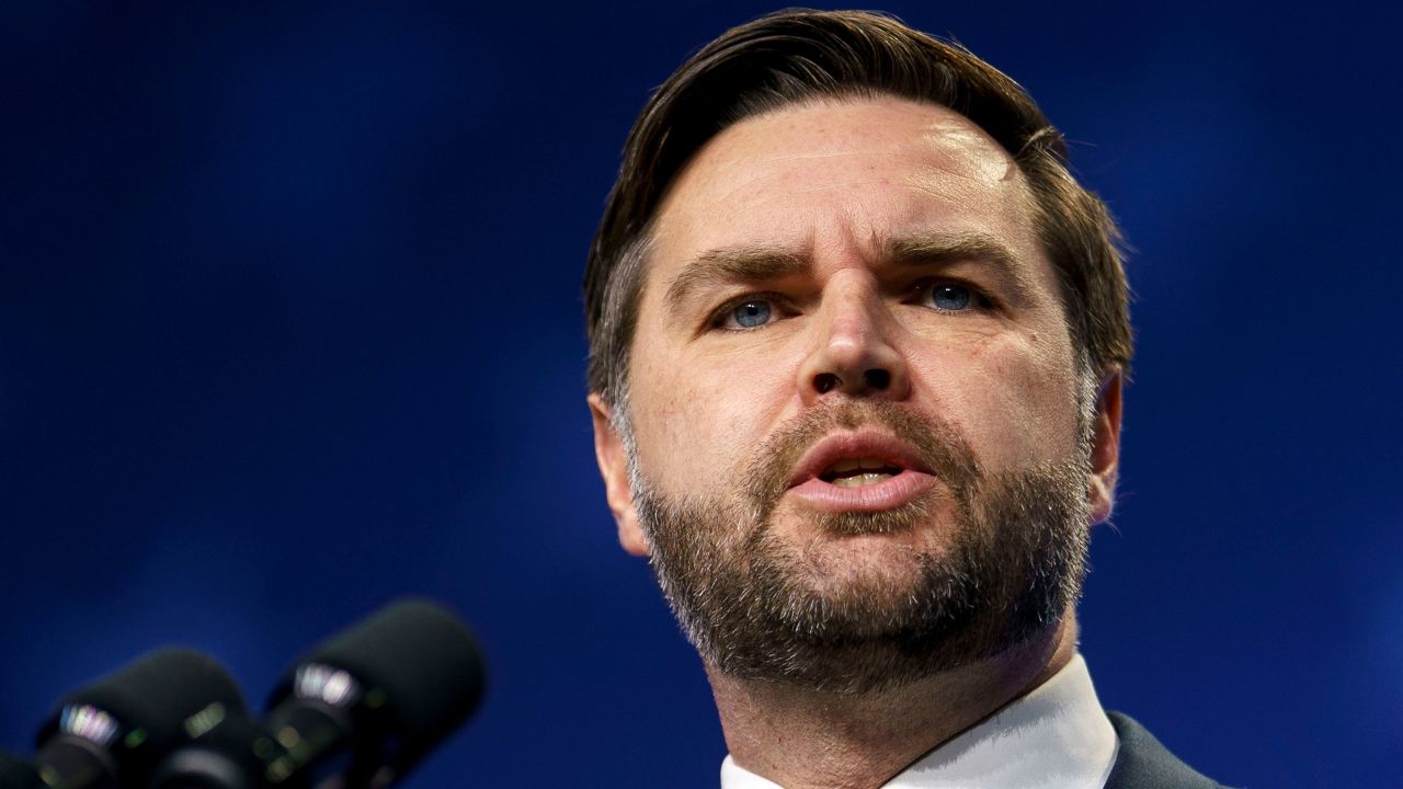 US Vice President JD Vance speaks during the National Catholic Prayer Breakfast at the Walter E. Washington Convention Center in Washington, DC, US, on Friday, Feb. 28, 2025.