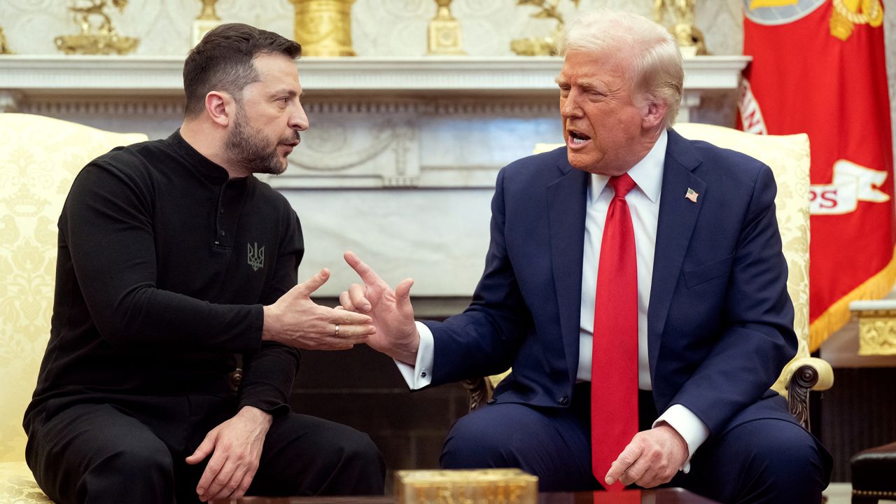 US President Donald Trump and Ukraine's President Volodymyr Zelensky meet in the Oval Office of the White House in Washington, DC, February 28, 2025. Zelensky and Trump openly clashed in the White House on February 28 at a meeting where they were due to sign a deal on sharing Ukraine's mineral riches and discuss a peace deal with Russia. "You're not acting at all thankful. It's not a nice thing," Trump said. "It's going to be very hard to do business like this," he added. (Photo by SAUL LOEB / AFP) (Photo by SAUL LOEB/AFP via Getty Images)