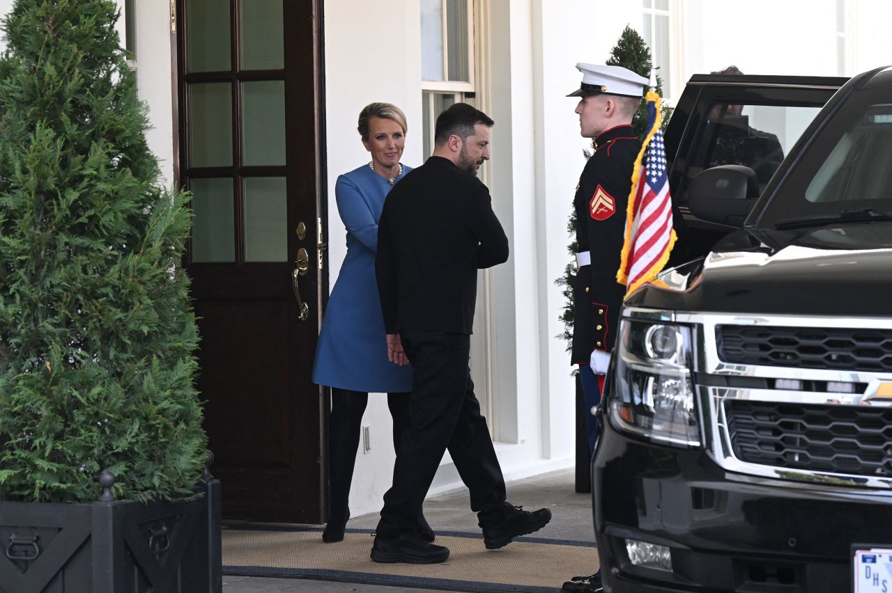 Ukrainian President Volodymyr Zelensky leaves the White House after meeting with US President Donald Trump.