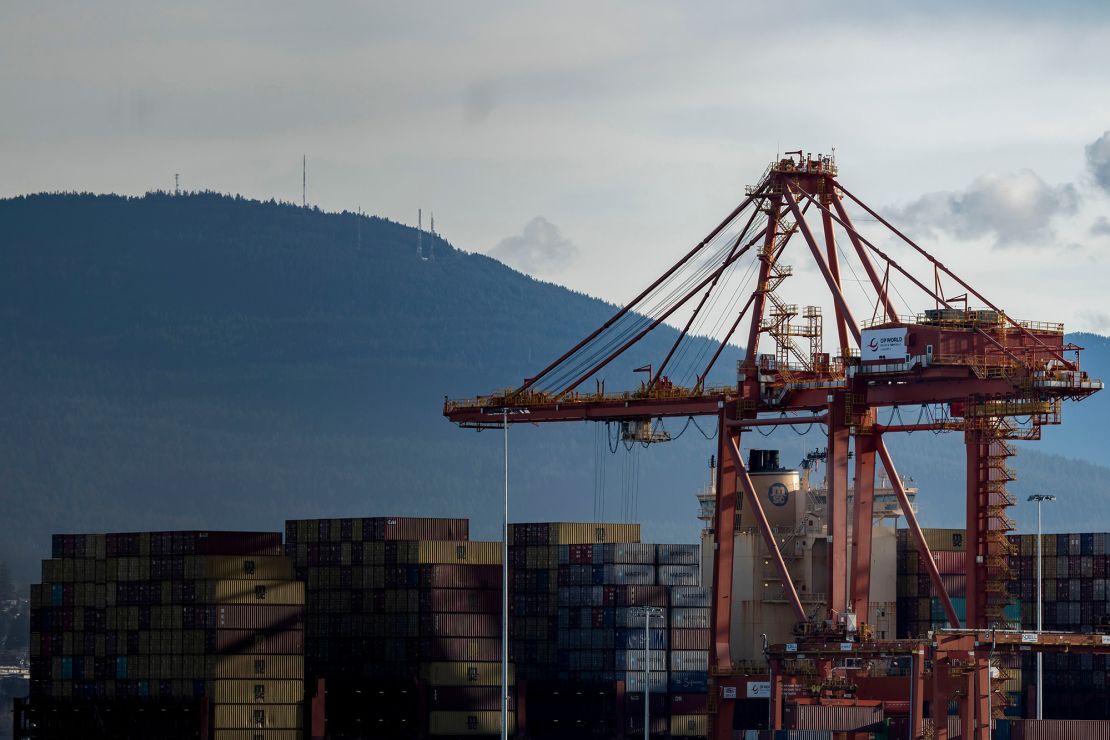 Container at the Port of Vancouver in Canada on February 28.