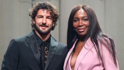Andrea Preti and Venus Williams attend the Milan Fashion Week on February 25, 2025.