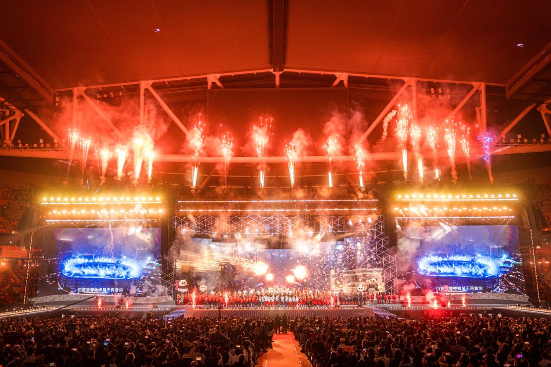 Fireworks at the opening ceremony of the Kai Tak Sports Park on March 1, 2025.