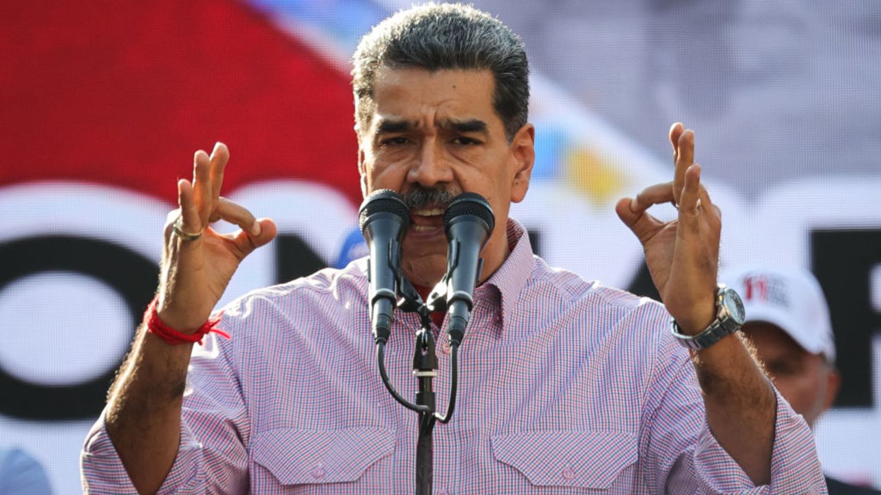 CARACAS, VENEZUELA - FEBRUARY 27: President of Venezuela Nicolas Maduro speaks to his ers during the commemoration of the 1989 'Caracazo' on February 27, 2025 in Caracas, Venezuela. On February 27, 1989 a series of protests started in the city of Guarenas as part of the social unrest caused by the government of president Carlos Andres Perez. Protests extended to Caracas reason to named it 'Caracazo' (Photo by Jesus Vargas/Getty Images)