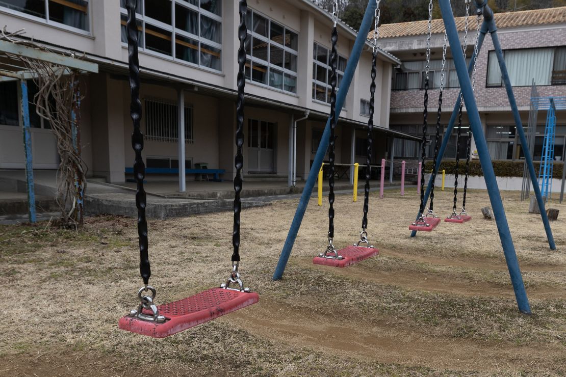An abandoned school in Tamba-Sasayama after it was closed in 2016 due to Japan's declining birth rate.