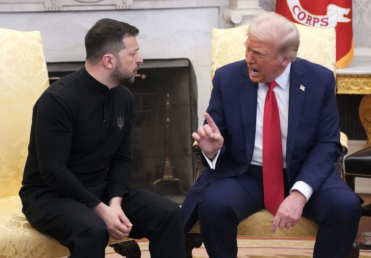 Ukrainian President Volodymyr Zelensky and US President Donald Trump meet in the Oval Office in Washington, DC on Friday.